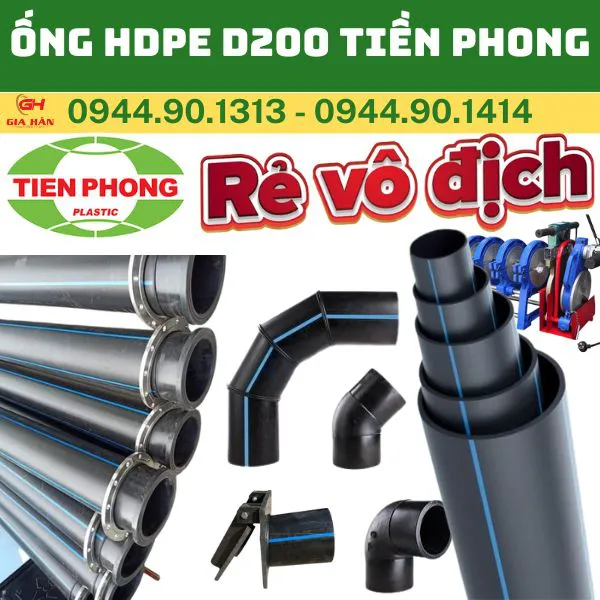 Ống HDPE D200 l Ống Nhựa HDPE Phi 200 Tiền Phong