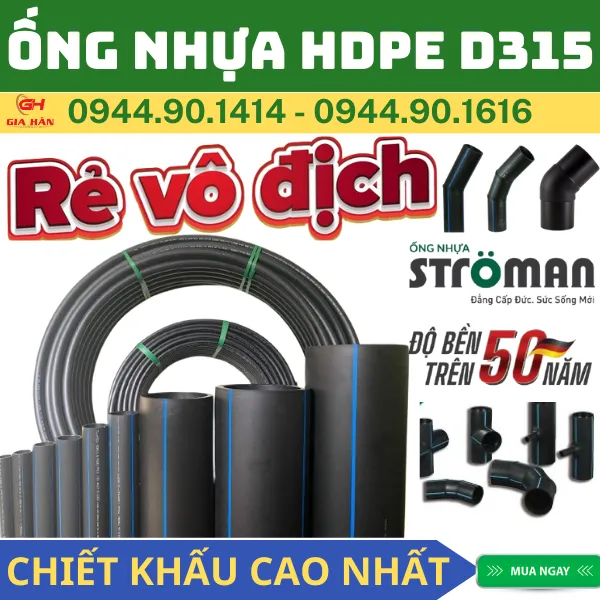 Ống HDPE D315 Stroman l Ống Cuộn Nhựa Đen