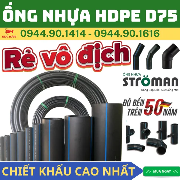 Ống HDPE D75 Stroman l Ống Cuộn Nhựa Đen