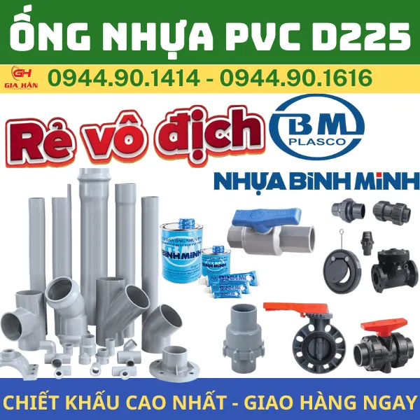 Ống PVC D225 l Nhựa Bình Minh l Giá Rẻ Nhất