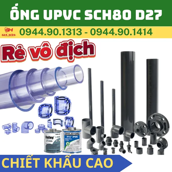 Ống PVC SCH80 D27 (DN20 - 3/4'') l Ống Nhựa CPVC Phi 27