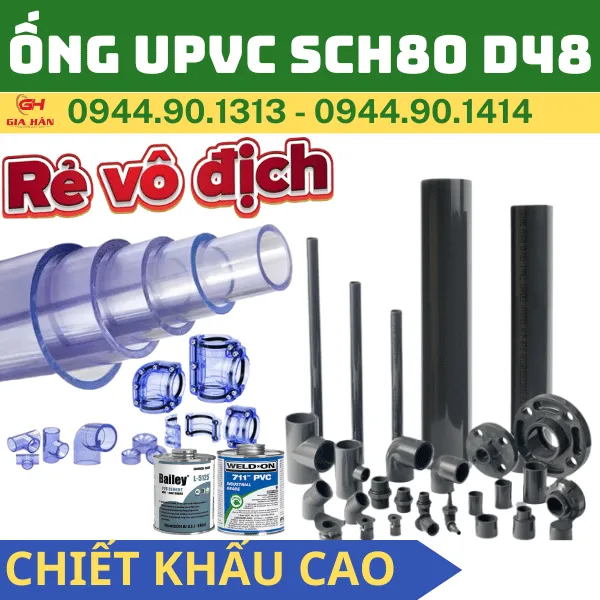 Ống PVC SCH80 D48 (DN40 - 1-1/2'') l Ống Nhựa CPVC Phi 48