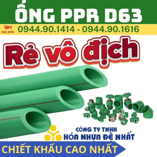 Ống PPR D63 l Nhựa Đệ Nhất l Ống Nước Chịu Nhiệt