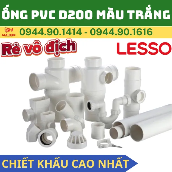 Ống PVC Thoát Nước Màu Trắng D200 - Nhựa Lesso