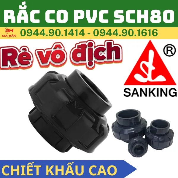 Rắc Co Nhựa PVC SCH80 l Khớp Nối Sống uPVC Sch80