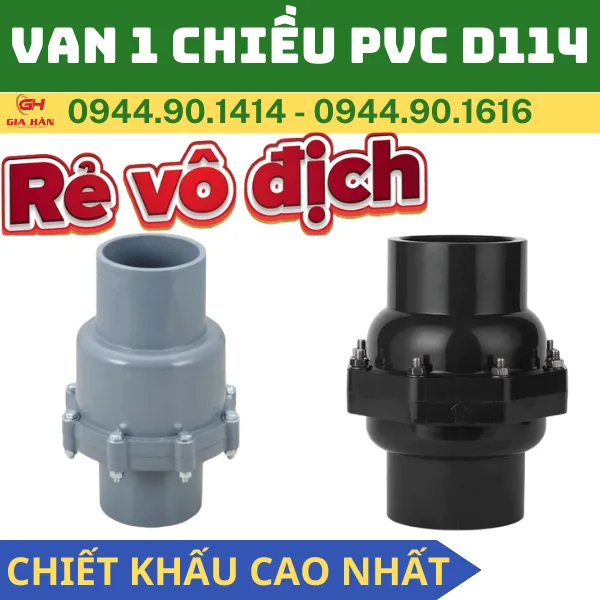 Van 1 Chiều PVC Lá Lật D114 l Van Chống Chảy Ngược