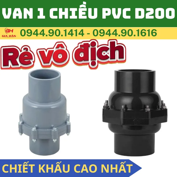 Van 1 Chiều PVC Lá Lật D200 l Van Chống Chảy Ngược