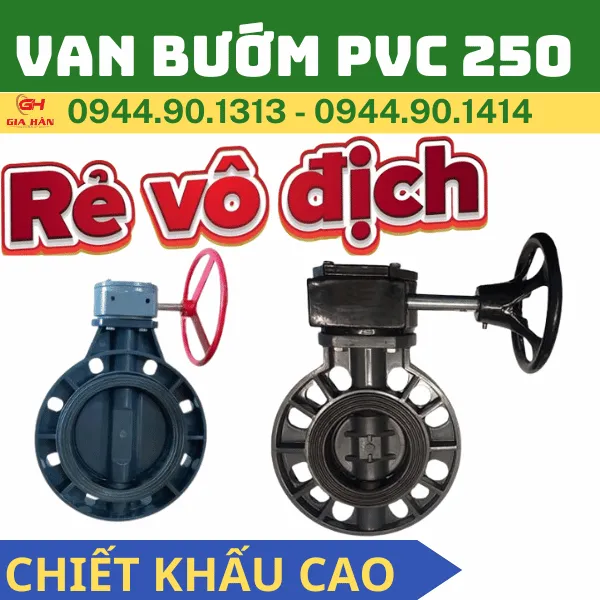 Van Bướm Nhựa PVC 250 Tay Quay l Van Công Nghiệp PVC