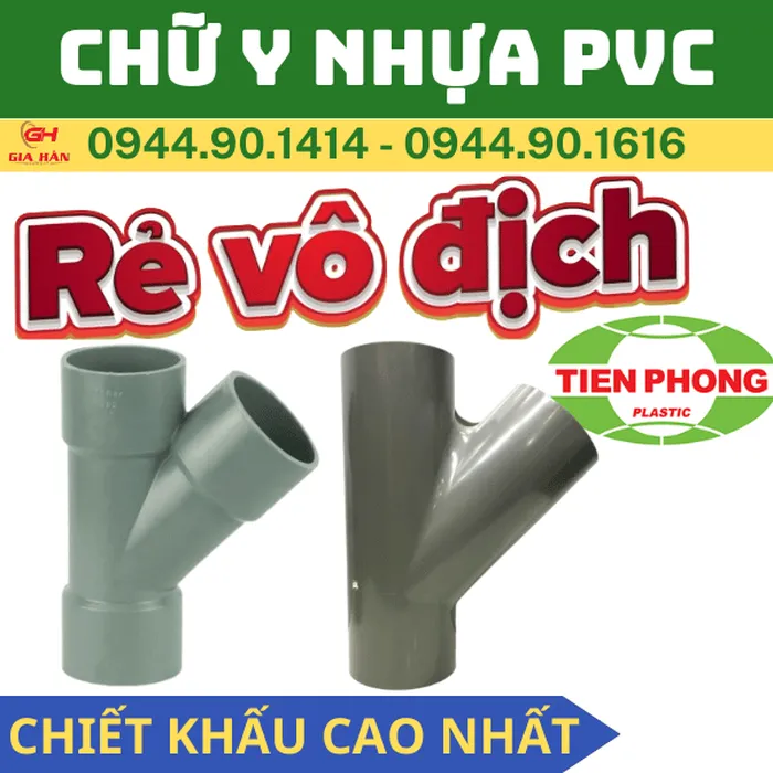 Chữ Y PVC Tiền Phong l Tê Y PVC l Ba Chạc 45 PVC
