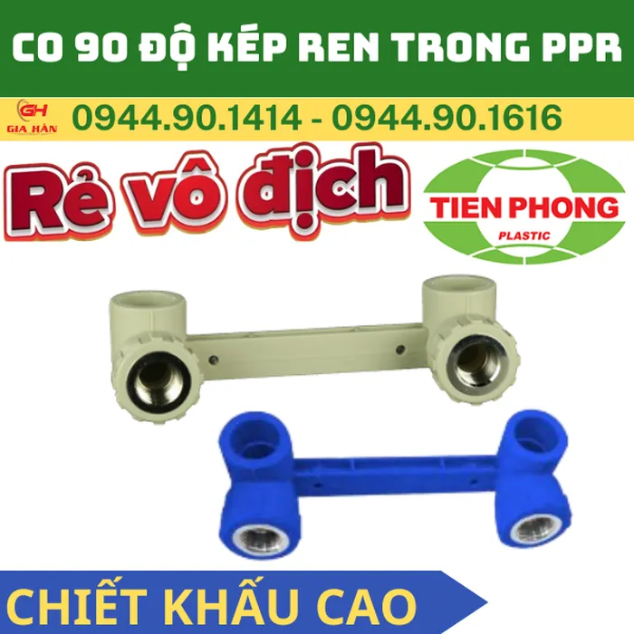 Co 90 Độ Kép Ren Trong PPR Tiền Phong l Cút 90 Kép Ren Trong