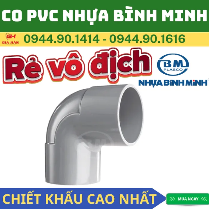 Co PVC Bình Minh l Cút PVC l Nối Góc 90
