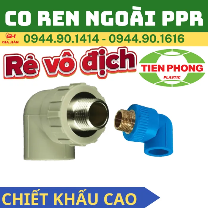 Co Ren Ngoài PPR Tiền Phong l Cút PPR Ren Ngoài l Nối Góc 90° Ren Ngoài
