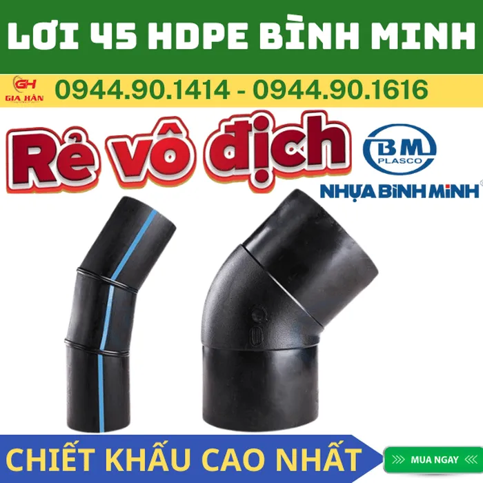 Lơi HDPE 45 Độ l Nhựa Bình Minh l Chếch HDPE