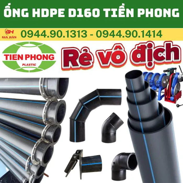 Ống HDPE D160 l Ống Nhựa HDPE Phi 160 Tiền Phong