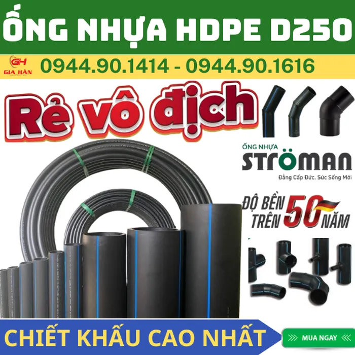 Ống HDPE D250 Stroman l Ống Cuộn Nhựa Đen