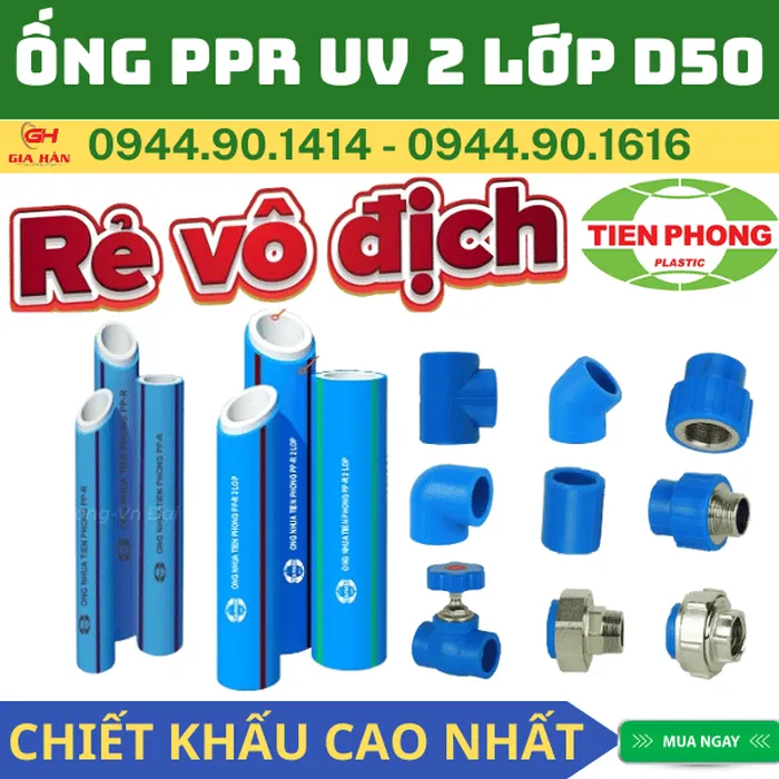 Ống PPR UV D50 Chịu Nhiệt Tiền Phong