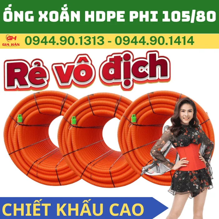 Ống Xoắn HDPE Phi 105/80 l Ống Cam HDPE Luồn Cáp 80