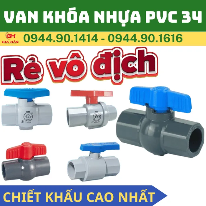 Van Nhựa PVC Phi 34 l Van Khóa Nước PVC D34