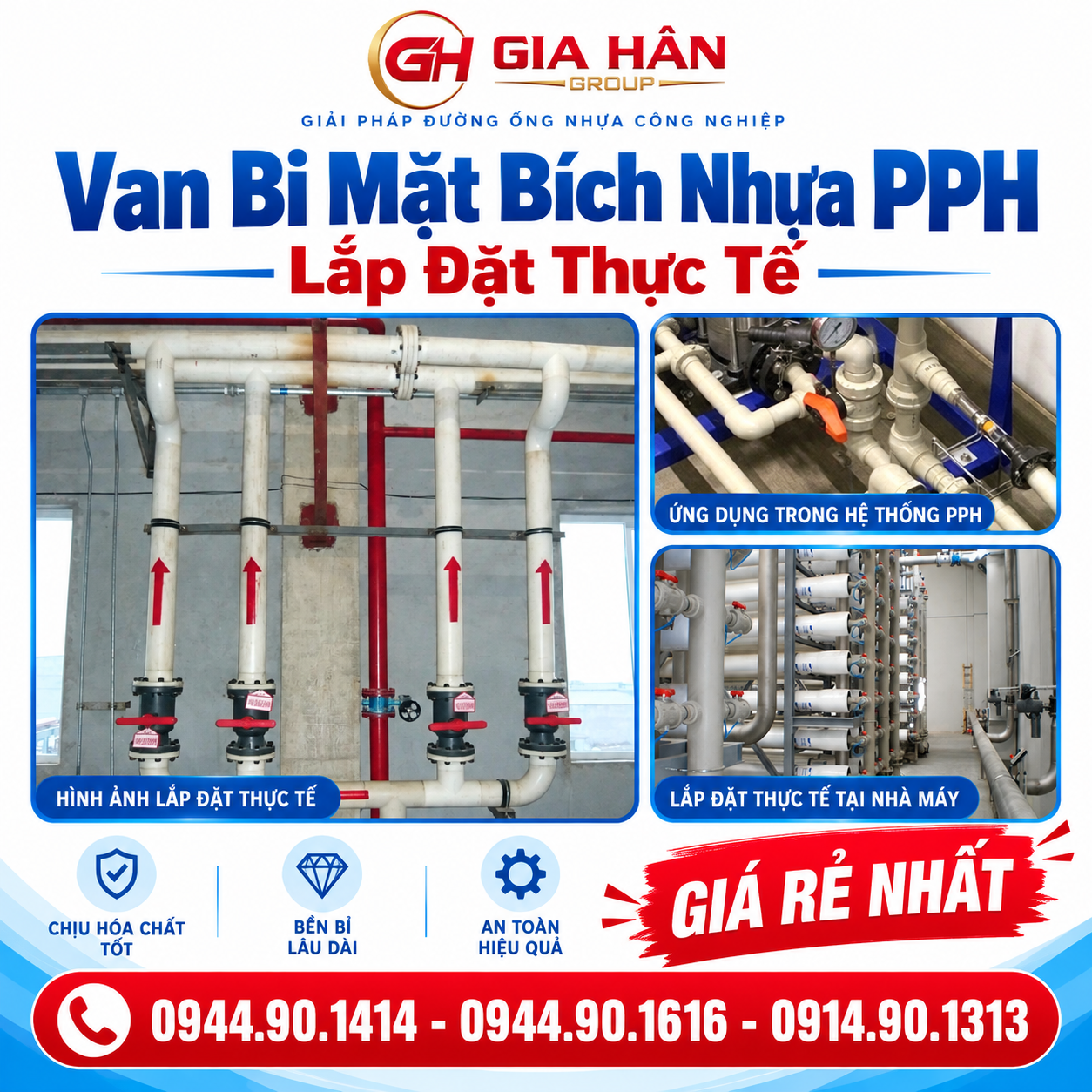 Tuyến ống hóa chất sử dụng van bi mặt bích nhựa PPH kết nối bu lông inox tại nhà máy