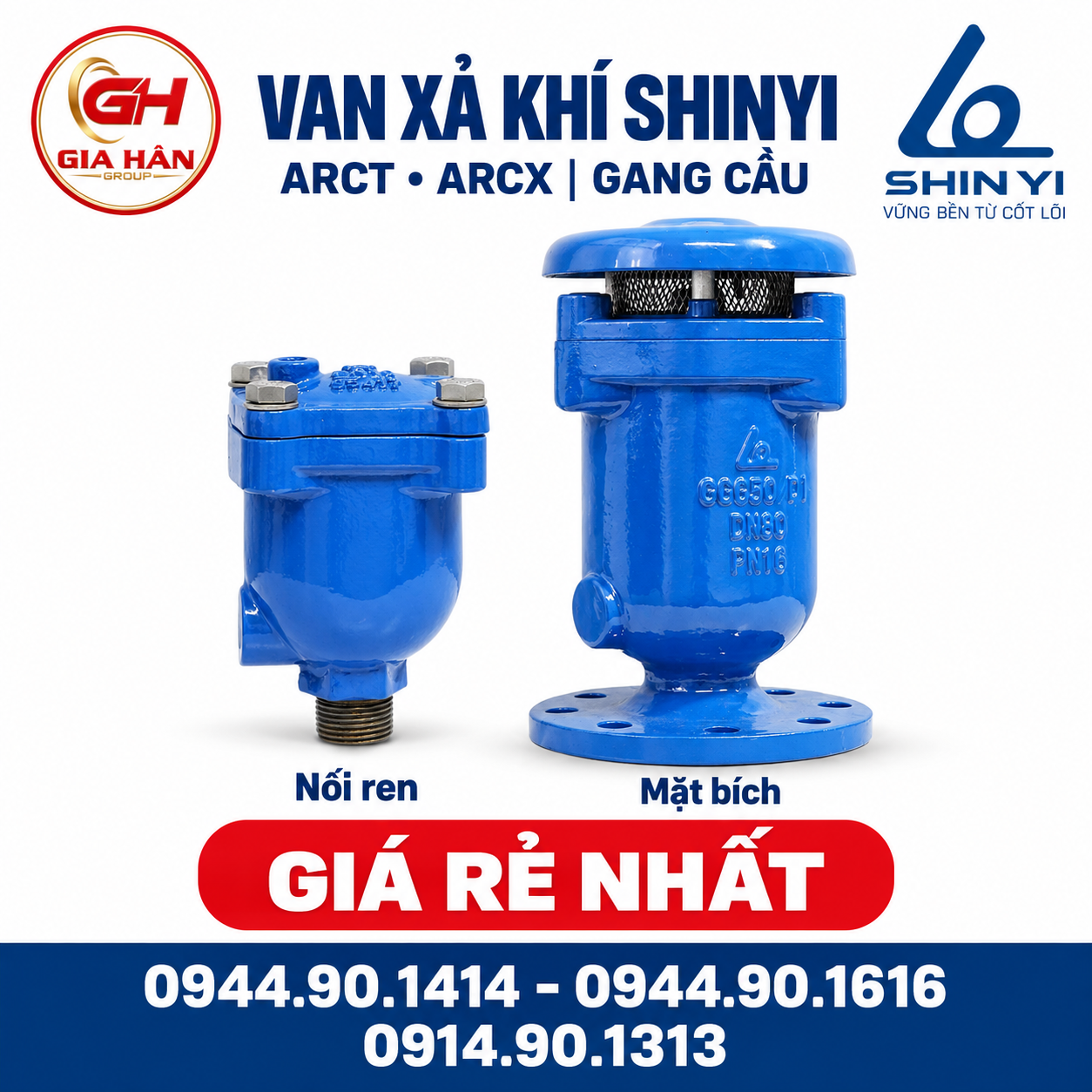 Van xả khí Shinyi model ARCT nối ren và ARCX nối bích thân gang cầu FCD450