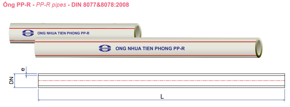 Bảng thông số kỹ thuật ống nhựa ppr 90 tiền phong, ống nhựa chịu nhiệt dẫn nước nóng lạnh