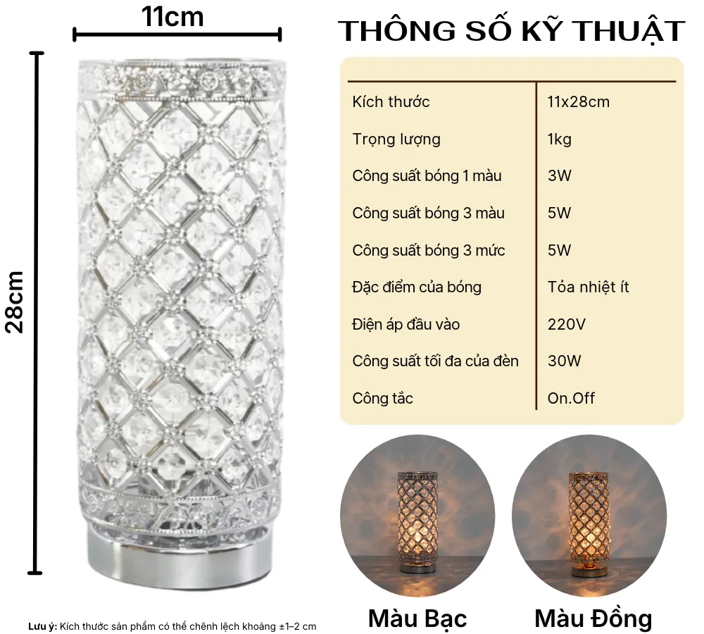 1. THÔNG SỐ KỸ THUẬT ĐÈN NGỦ ĐỂ BÀN MÃ PL1