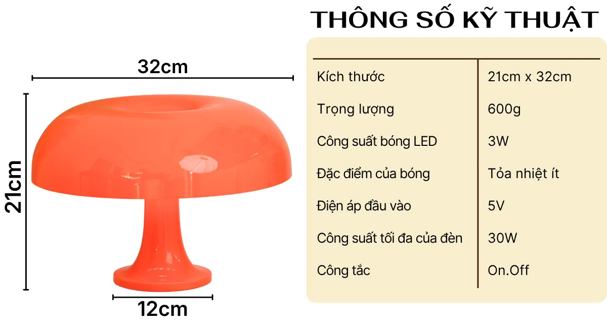 1. THÔNG SỐ KỸ THUẬT ĐÈN BÀN DECOR MÃ LUMO