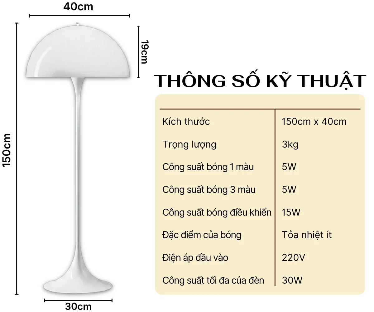 1. THÔNG SỐ KỸ THUẬT ĐÈN CÂY ĐỨNG KT10