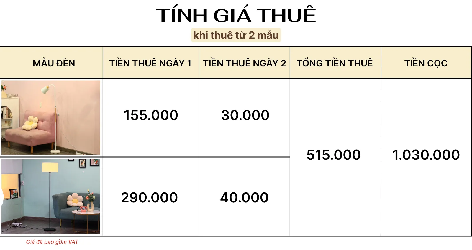 4. TÍNH GIÁ THUÊ ĐÈN CÂY ĐỨNG KT5