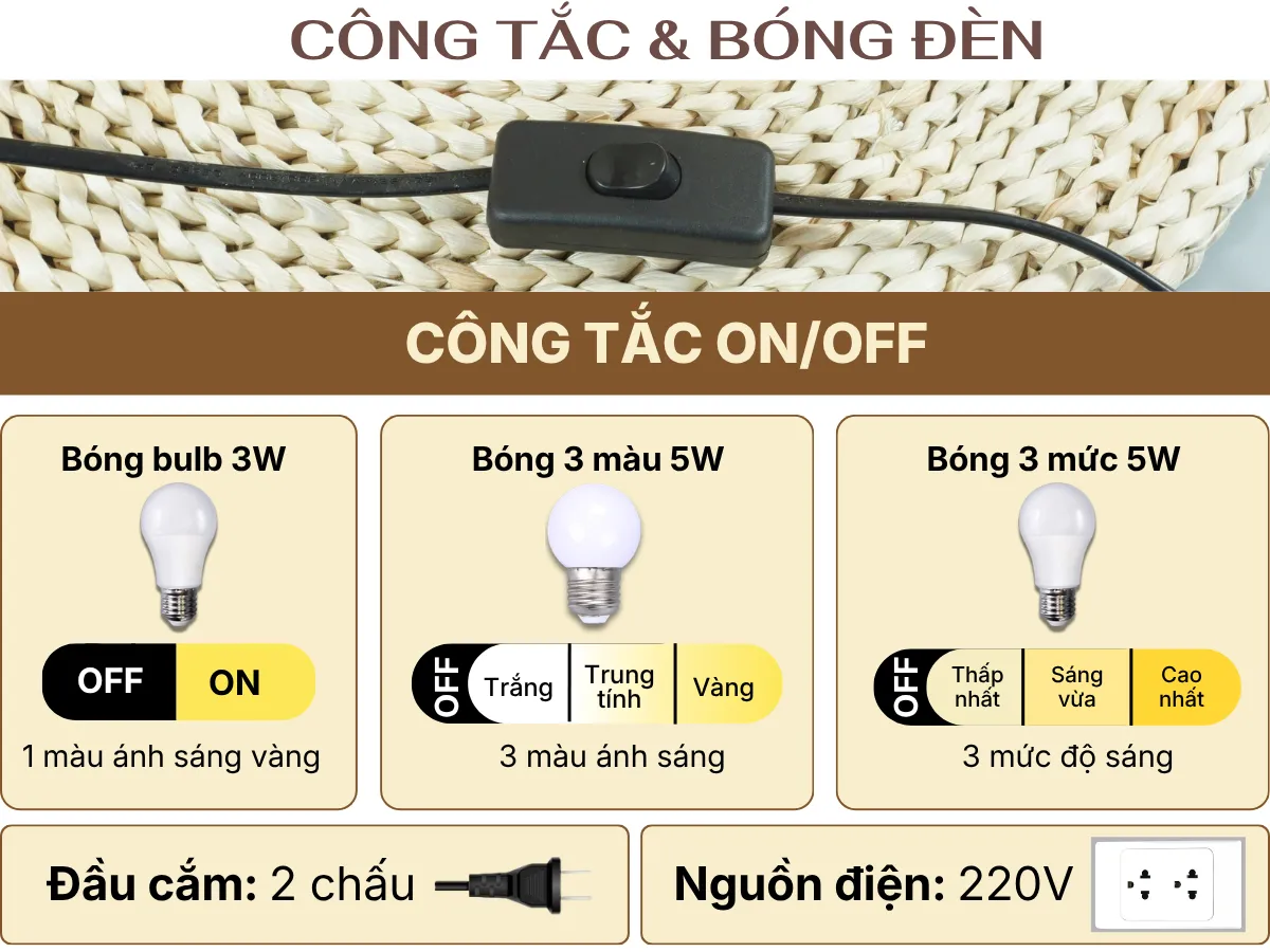 1. THÔNG SỐ KỸ THUẬT ĐÈN NGỦ ĐỂ BÀN MÃ CD2