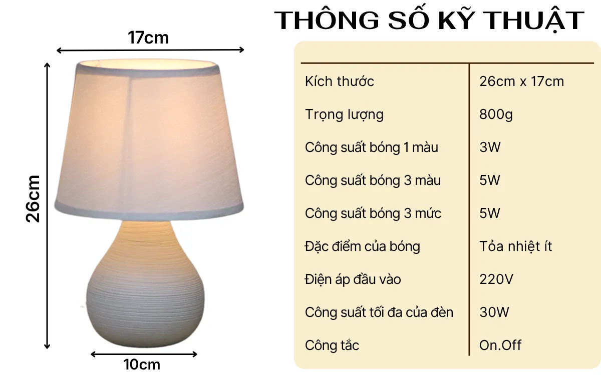 1. THÔNG SỐ KỸ THUẬT ĐÈN NGỦ ĐỂ BÀN MÃ S1