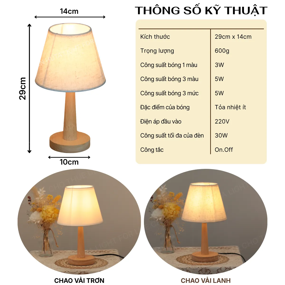 1. THÔNG SỐ KỸ THUẬT ĐÈN NGỦ ĐỂ BÀN MÃ G2
