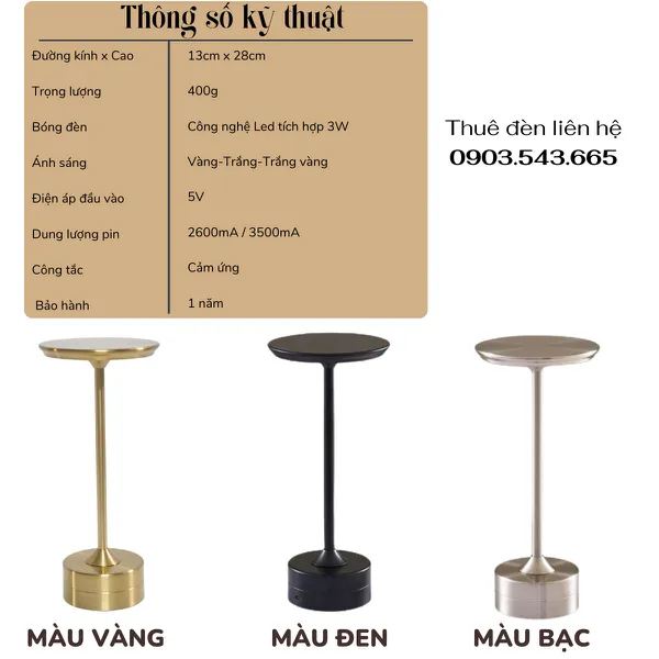 Cho Thuê Đèn Bàn Cảm Ứng Mã AL3