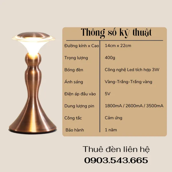 Cho Thuê Đèn Bàn Cảm Ứng Trang Trí Sự Kiện Mã RESCUP