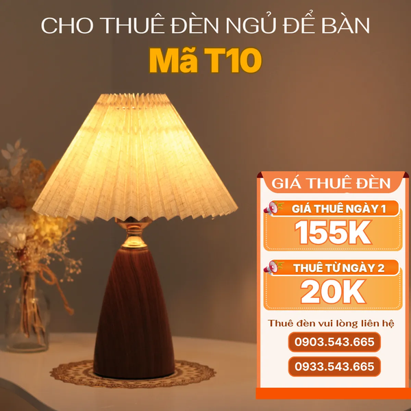 Cho Thuê Đèn Ngủ Thân Kim Loại Mã T10 | Decor Không Gian | Chao Xếp Ly