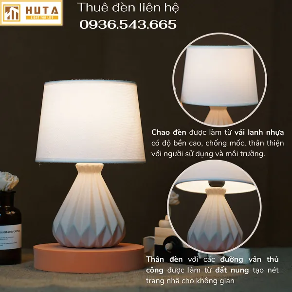 Cho Thuê Đèn Ngủ Thân Gốm Sứ Trang Trí Sự Kiện Mã S13