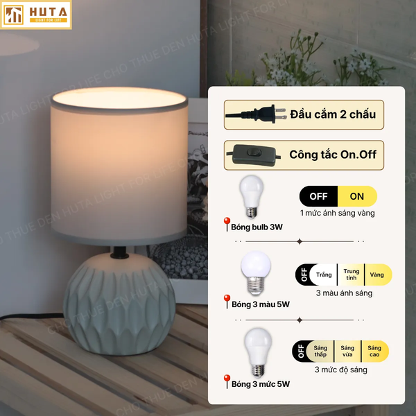 Cho Thuê Đèn Ngủ Mã S3 | Decor Không Gian | Thân Gốm Sứ