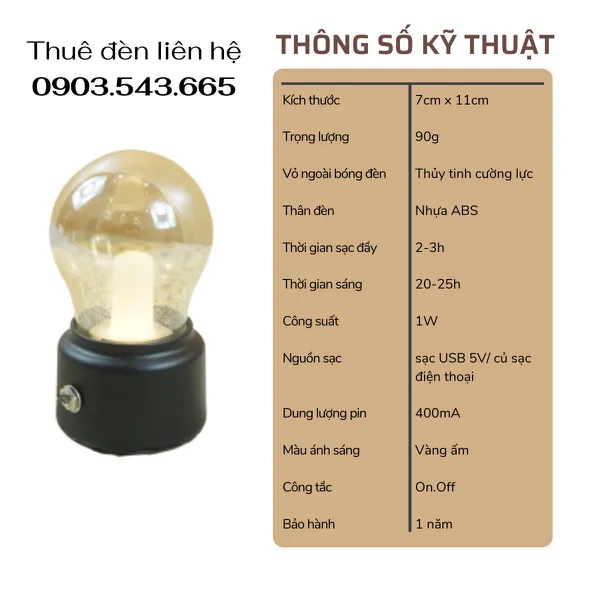 Cho Thuê Đèn Bàn Cảm Ứng Trang Trí Bàn Tiệc Mã MN1