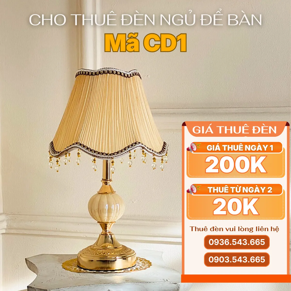 Cho Thuê Đèn Ngủ Thân Kim Loại Mã CD1 | Điều Chỉnh Độ Sáng | Decor Không Gian
