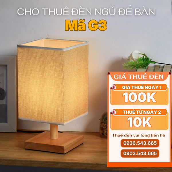 Cho Thuê Đèn Ngủ Thân Gỗ Mã G3 | Thiết Kế Vintage | Decor Không Gian