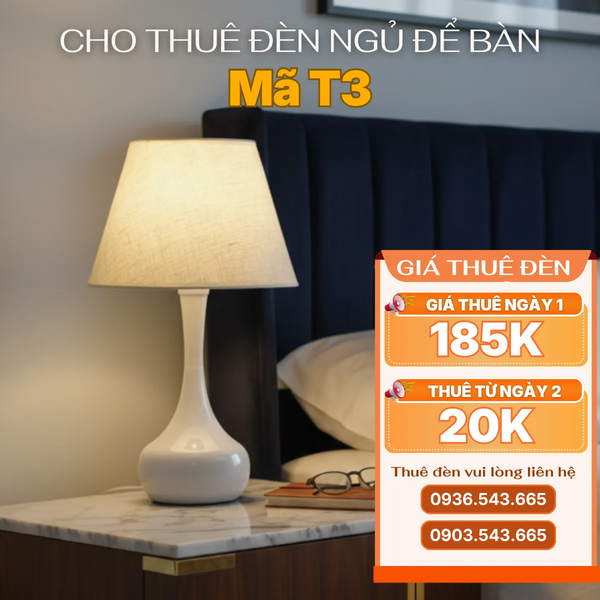 Cho Thuê Đèn Ngủ Thân Kim Loại Mã T3 | Điều Chỉnh Ánh Sáng | Decor Sự Kiện