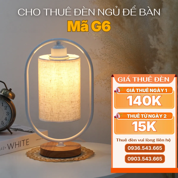 Cho Thuê Đèn Ngủ Thân Gỗ Mã G6 | Thiết Kế Vintage | Decor Không Gian