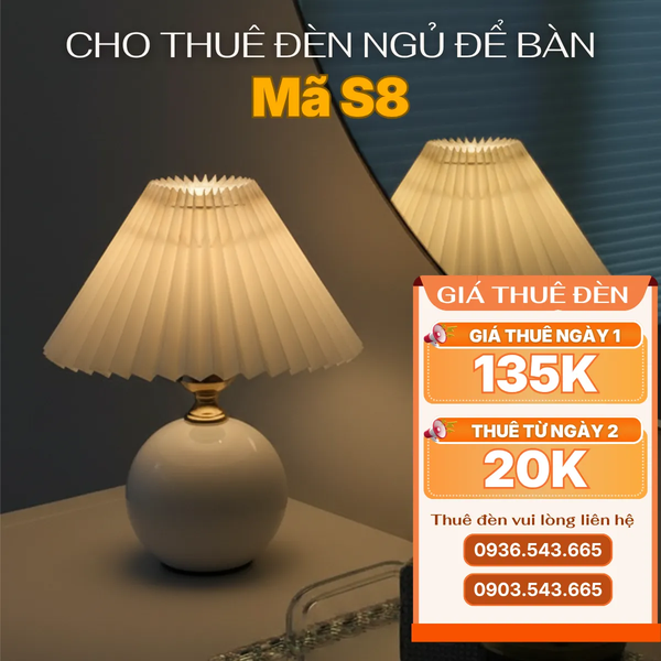 Cho Thuê Đèn Ngủ Thân Gốm Sứ Mã S8 | Điều Chỉnh Độ Sáng | Ánh Sáng Vàng