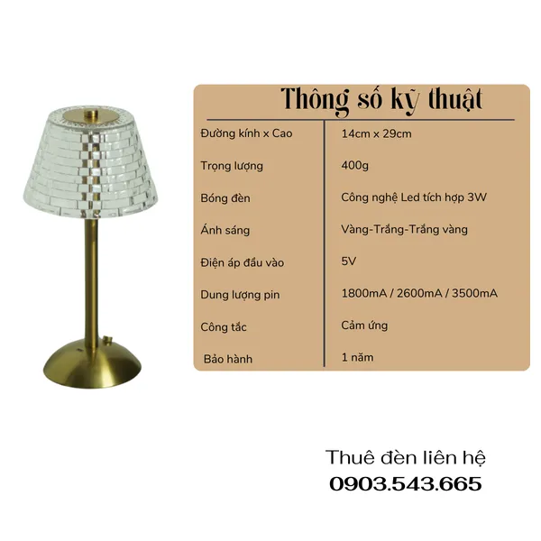 Cho Thuê Đèn Trang Trí Bàn Tiệc Mã RESBED3