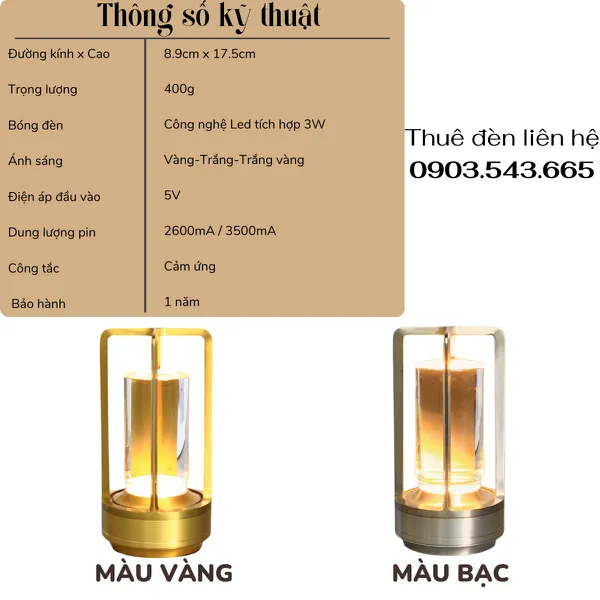 Cho Thuê Đèn Bàn Cảm Ứng Trang Trí Bàn Tiệc Mã RESNEN