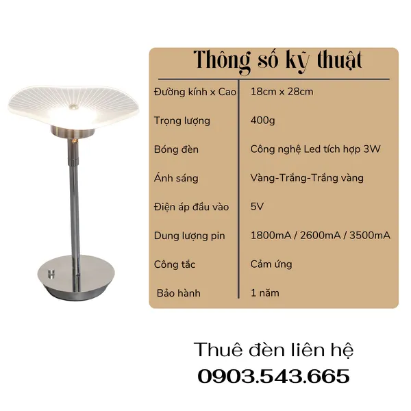 Cho Thuê Đèn Bàn Cảm Ứng Mã RESSEN