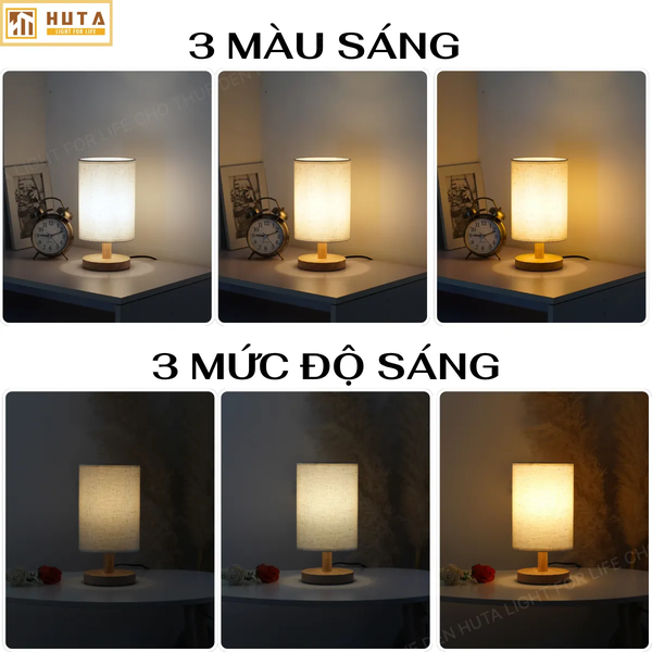 Cho Thuê Đèn Ngủ Decor Thân Gỗ Mã G1 | Điều Chỉnh Ánh Sáng | Kiểu Dáng Vintage