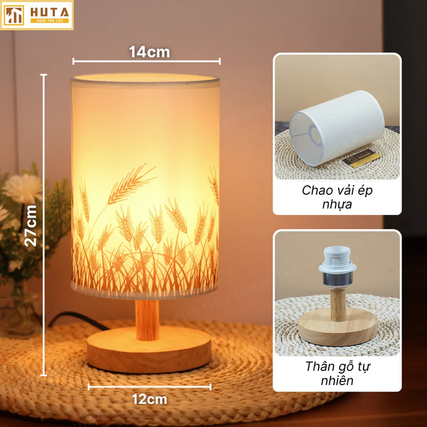 Cho Thuê Đèn Ngủ Decor Thân Gỗ Mã G1 | Điều Chỉnh Ánh Sáng | Kiểu Dáng Vintage