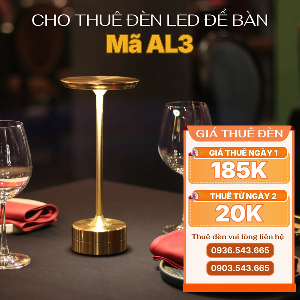 Cho Thuê Đèn Bàn Cảm Ứng Mã AL3 | Điều Chỉnh Độ Sáng | Decor Sự Kiện
