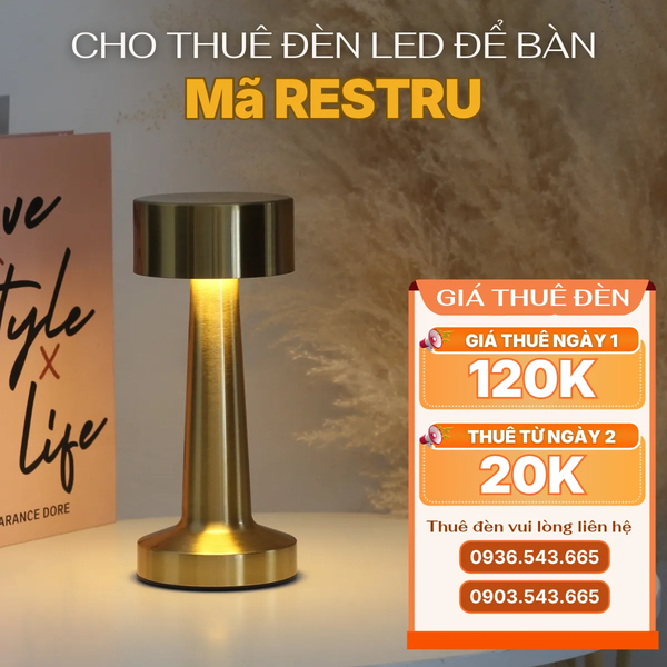 Cho Thuê Đèn Bàn Cảm Ứng Mã RESTRU | Điều Chỉnh Độ Sáng | Ba Màu Ánh Sáng
